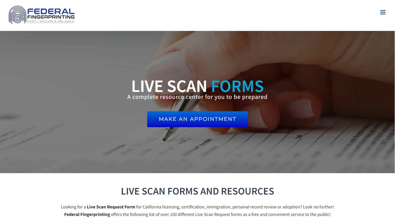 Live Scan Fingerprinting Forms - Federal Fingerprinting, Inc.